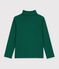 Sous-pull enfant en coton uni vert fonc&eacute;