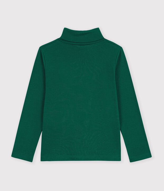 Sous-pull enfant en coton uni vert fonc&eacute;