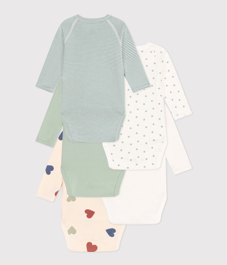 Lot de 5 bodies crois&eacute;s manches longues en coton b&eacute;b&eacute; variante 1