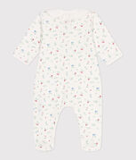Pyjama bébé en coton à col fleuri blanc MARSHMALLOW/blanc MULTICO