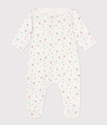 Pyjama bébé en coton à col fleuri (Petit Bateau) - Image 1