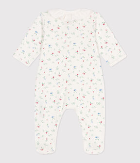 Pyjama bébé en coton à col fleuri blanc MARSHMALLOW/blanc MULTICO