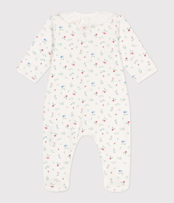 Pyjama bébé en coton à col fleuri blanc MARSHMALLOW/blanc MULTICO
