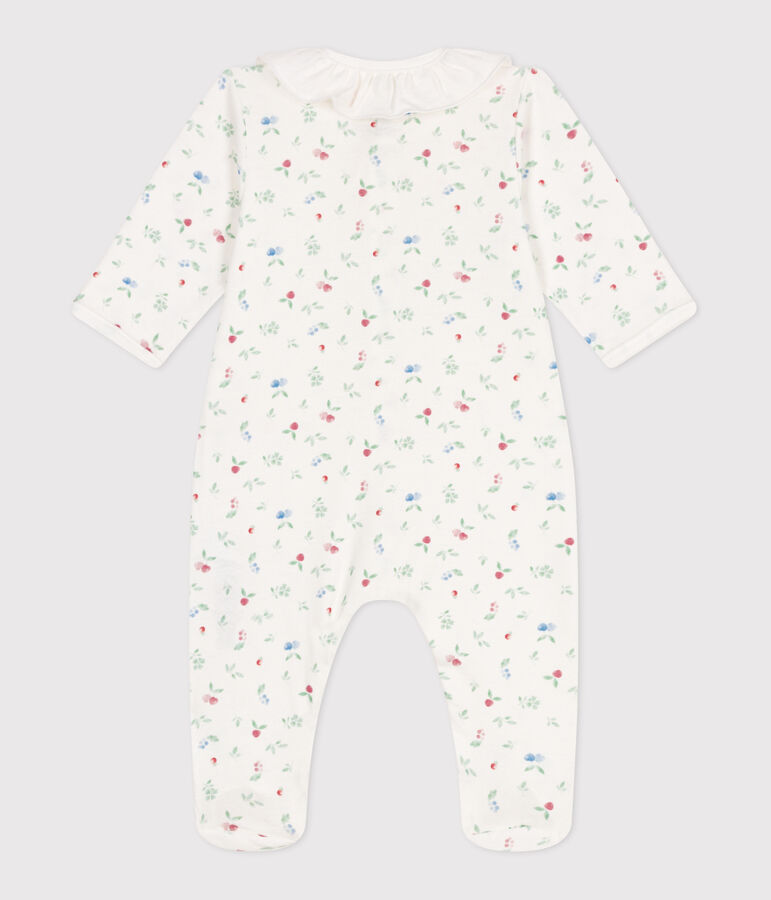 Pyjama b&eacute;b&eacute; en coton &agrave; col fleuri blanc MARSHMALLOW/blanc MULTICO