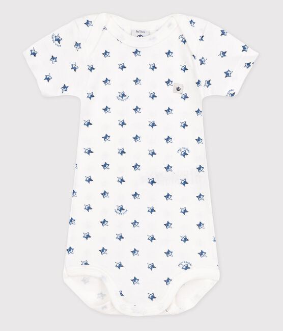Body manches courtes bébé blanc ECUME/bleu MEDIEVAL