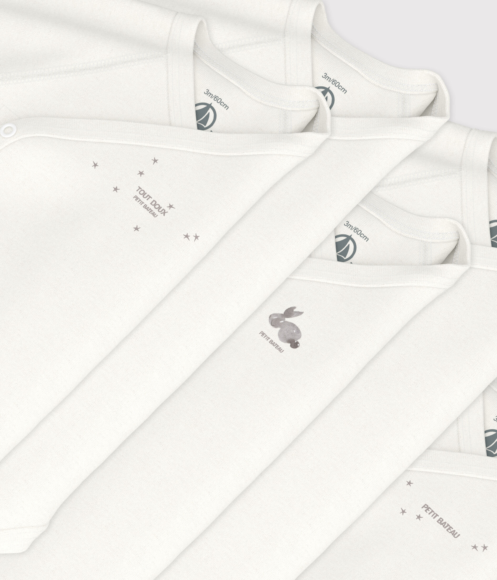 Petit Bateau Baby Bodies 3er Set - Langarm Bodies Mit Herzen Print