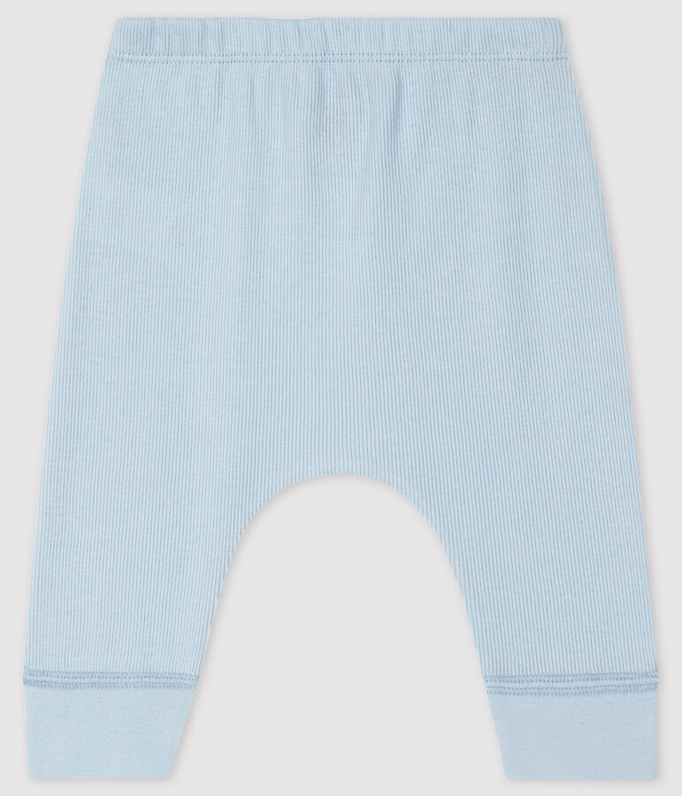Cale&ccedil;on b&eacute;b&eacute; en c&ocirc;te 2x2 en coton biologique bleu FRAICHEUR