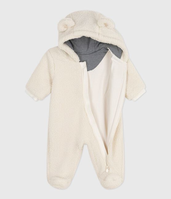 Combipilote bébé en sherpa avec oreilles et doublée milleraies écru MILK