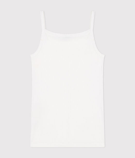 Chemise à bretelles en coton femme blanc ECUME