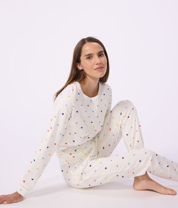 Pyjama femme en coton et élasthanne imprimé cœurs
