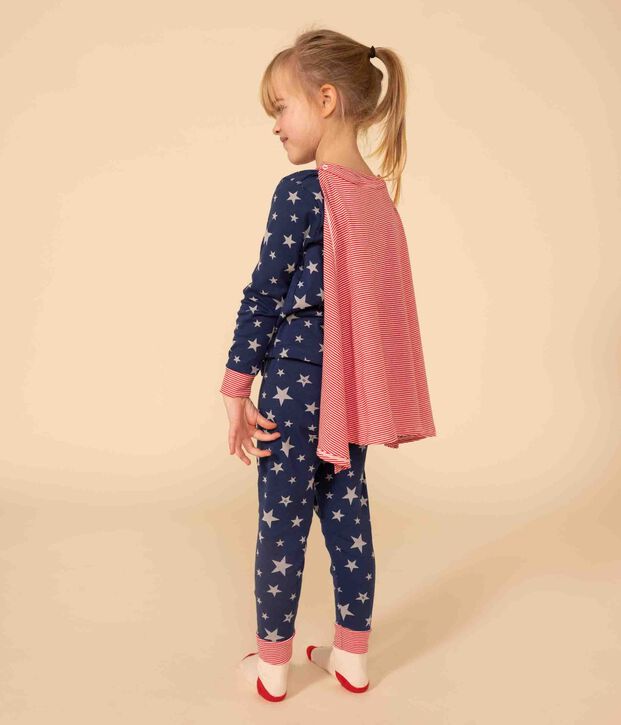 Pyjama d&eacute;guisement avec un masque phosphorescent en coton enfant bleu/blanc