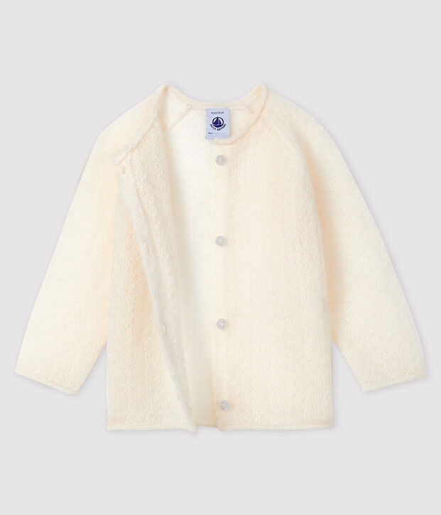 Cardigan b&eacute;b&eacute; fille en tricot blanc