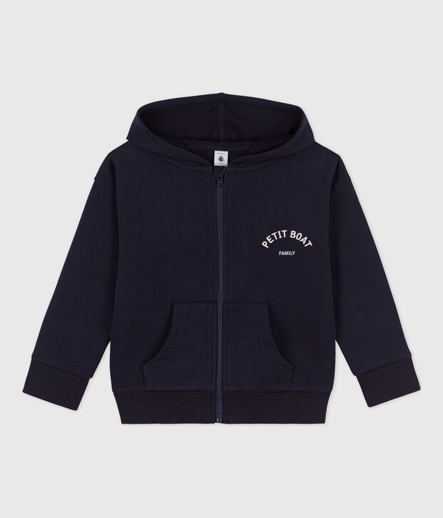 Sweatshirt zipp&eacute; Petit Boat &agrave; capuche enfant fille / gar&ccedil;on bleu marine