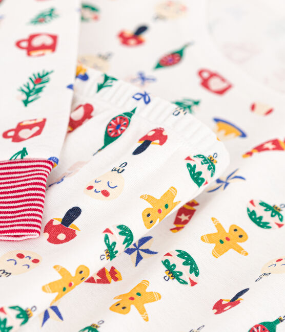 Pyjama en coton imprimé Noël blanc MARSHMALLOW/blanc MULTICO