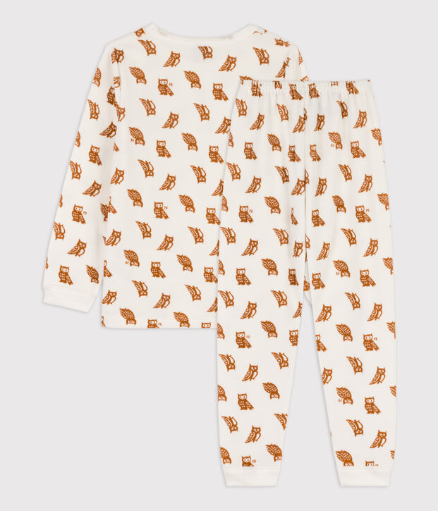 Pyjama en velours  enfant blanc/marron