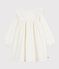 Robe enfant manches longues en velours unie écru MILK/ ARGENT