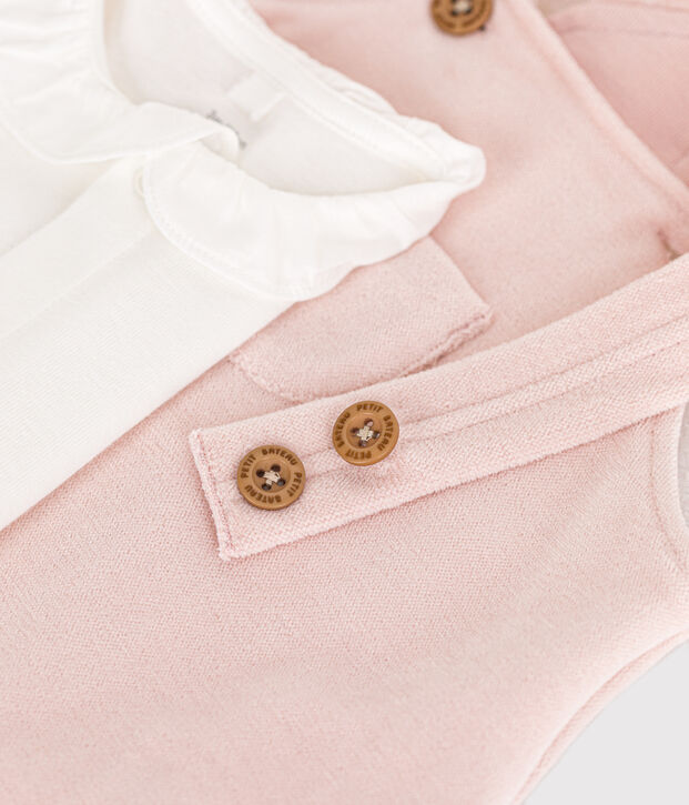 Ensemble salopette en velours b&eacute;b&eacute; rose