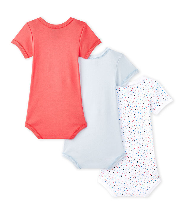 Lot de 3 bodies b&eacute;b&eacute; fille manches courtes blanc