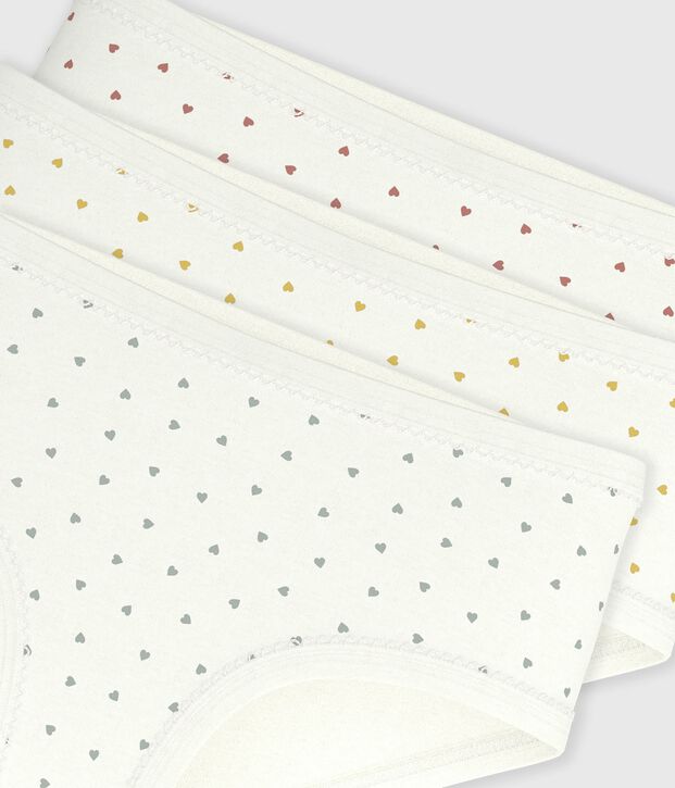 Lot de culottes enfant en coton taille haute imprim&eacute; c&oelig;urs multicouleur