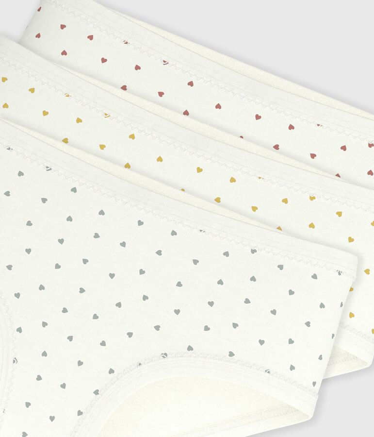 Lot de culottes enfant en coton taille haute imprim&eacute; c&oelig;urs variante 1