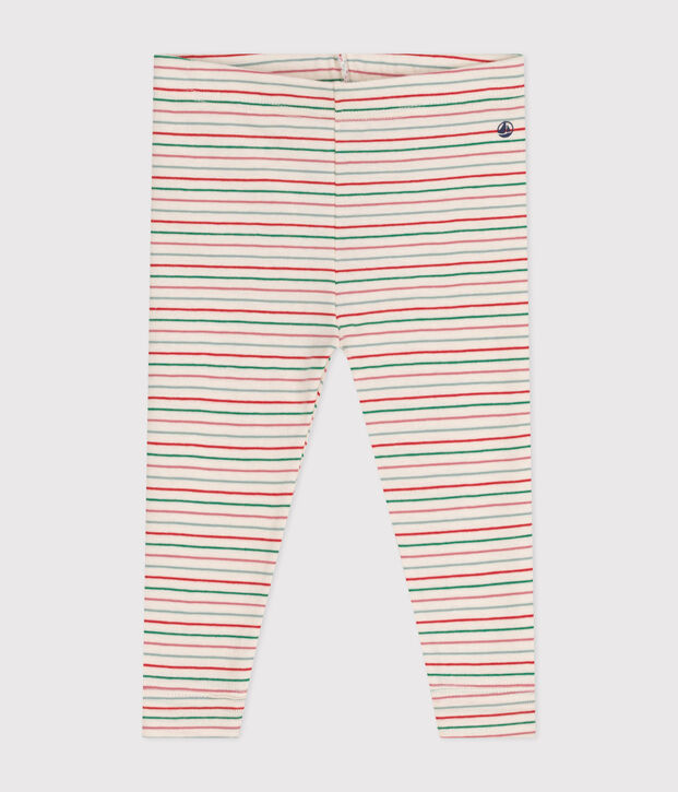 Legging en coton b&eacute;b&eacute; &eacute;cru/multicouleur
