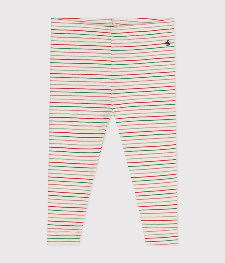 Legging en coton b&eacute;b&eacute; &eacute;cru/multicouleur