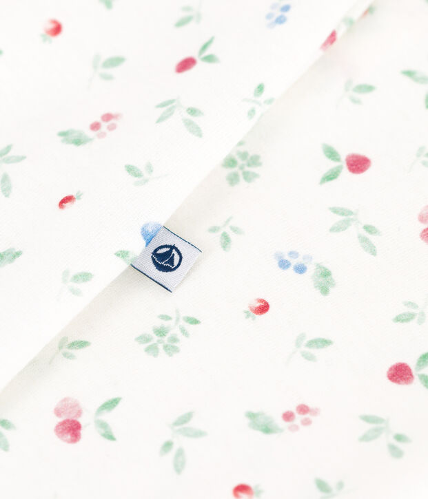 Pyjama b&eacute;b&eacute; en coton &agrave; col fleuri blanc/multicouleur