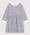 Robe enfant en coton manches longues à rayures blanc MARSHMALLOW/bleu SMOKING