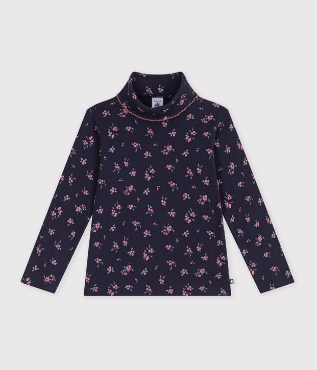 Sous-pull enfant en coton &agrave; fleurs bleu/multicouleur