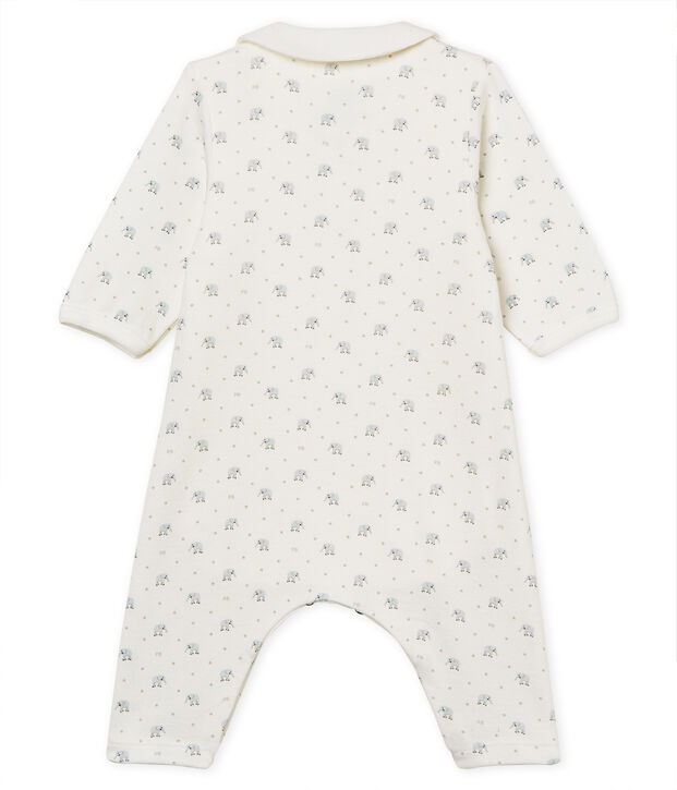 Bodyjama sans pieds b&eacute;b&eacute; gar&ccedil;on en c&ocirc;te 1x1 imprim&eacute;e blanc/multicouleur