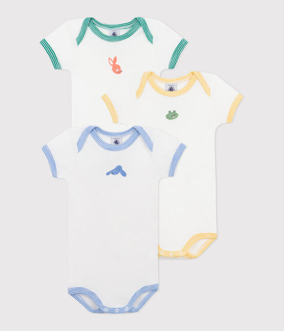 Lot de 3 bodies manches courtes en coton animaux bébés variante 1