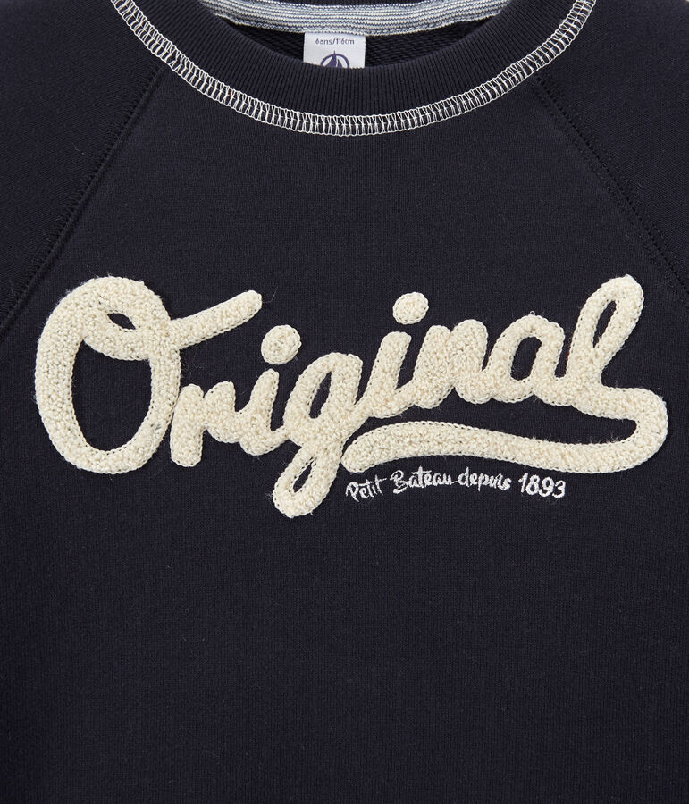 Sweat shirt gar&ccedil;on en molleton bleu