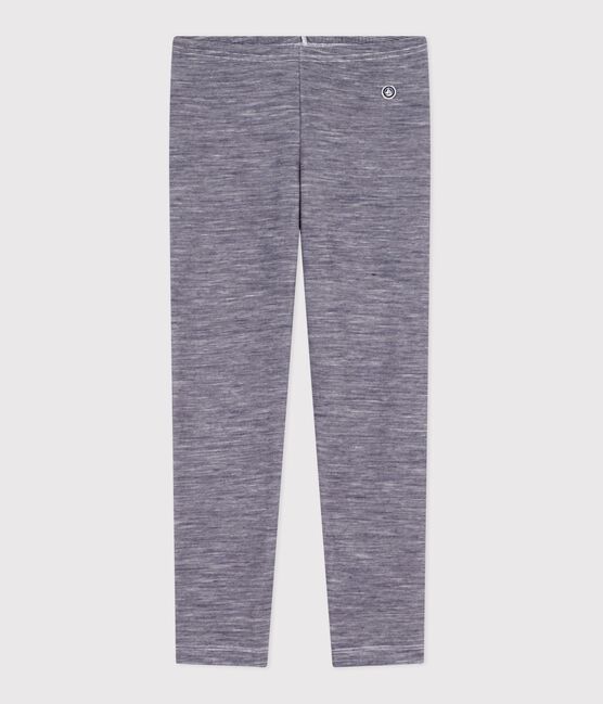 Legging enfant en laine et coton à rayures bleu SOIR/ MARSHMALLOW