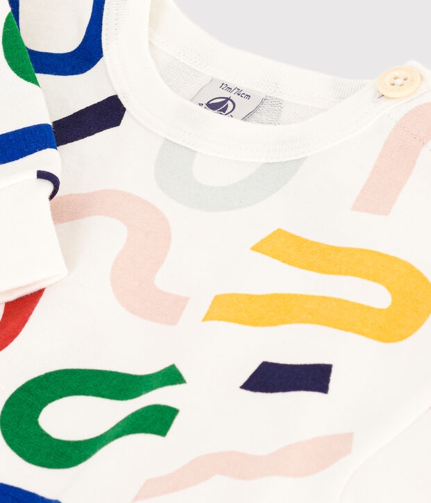 Sweatshirt en molleton l&eacute;ger b&eacute;b&eacute; blanc/multicouleur