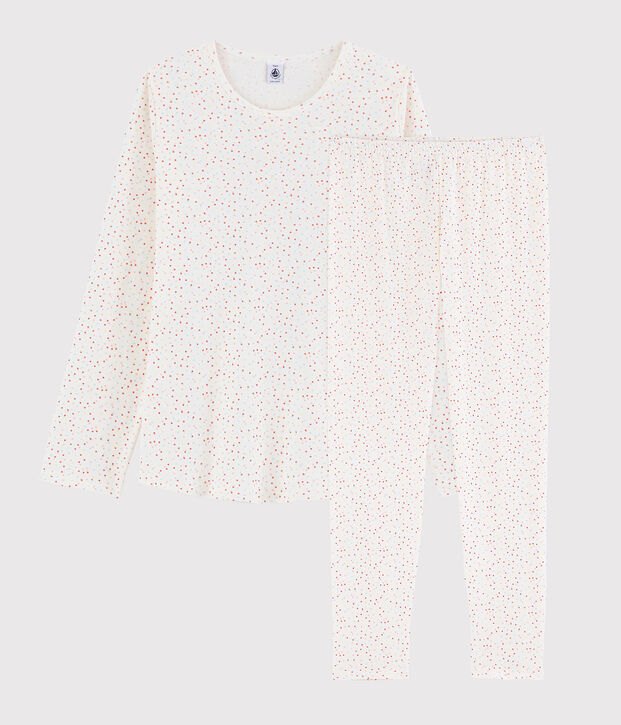 Pyjama pois multico fille - femme en coton biologique blanc/multicouleur