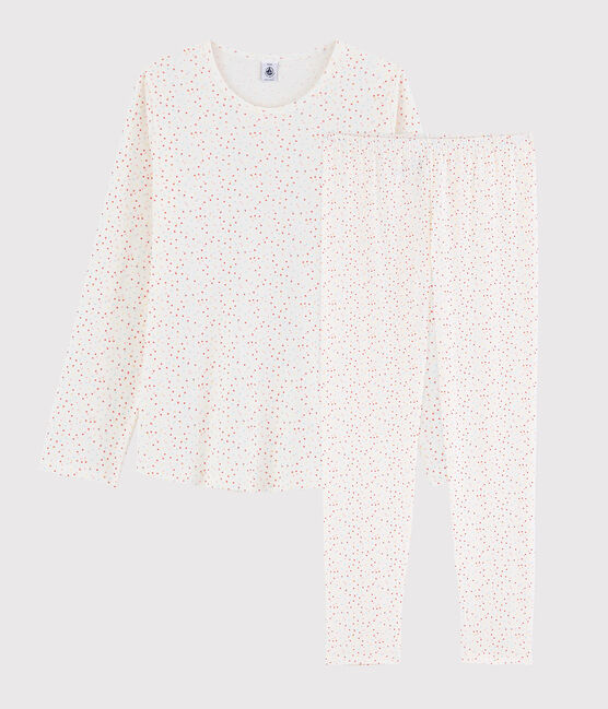 Pyjama pois multico fille - femme en coton biologique blanc MARSHMALLOW/blanc MULTICO