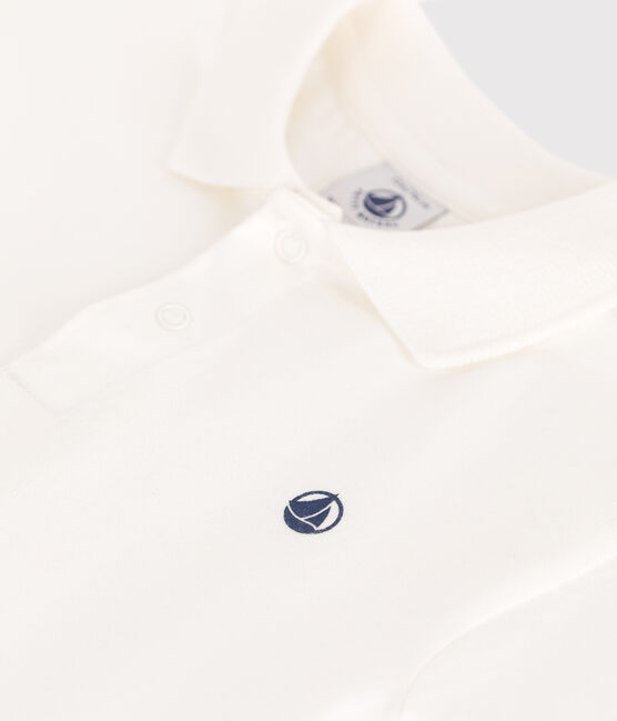 Polo bébé en coton manches courtes uni blanc MARSHMALLOW