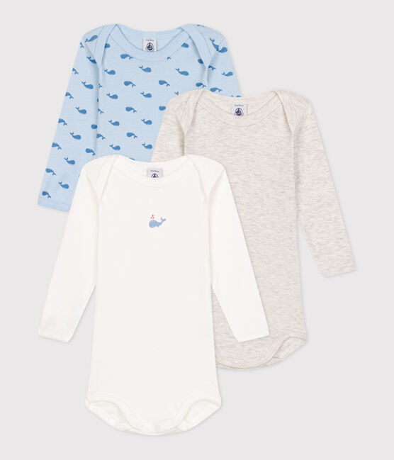 Lot de 3 bodies manches longues en coton baleine bébé variante 1
