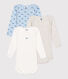 Lot de 3 bodies manches longues en coton baleine bébé