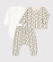 Ensemble 3 pièces bébé en coton imprimé fleuri blanc AVALANCHE/ MULTICO