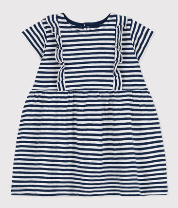 PETIT BATEAU - Robe manches courtes bébé en jersey flammé rayé
