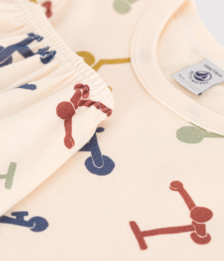 Pyjama short imprim&eacute; trottinettes en coton enfant blanc AVALANCHE/ MULTICO