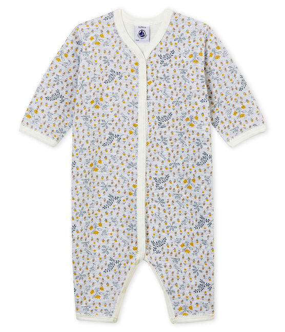 Dors bien sans pieds bébé fille en côte gris POUSSIERE/blanc MULTICO