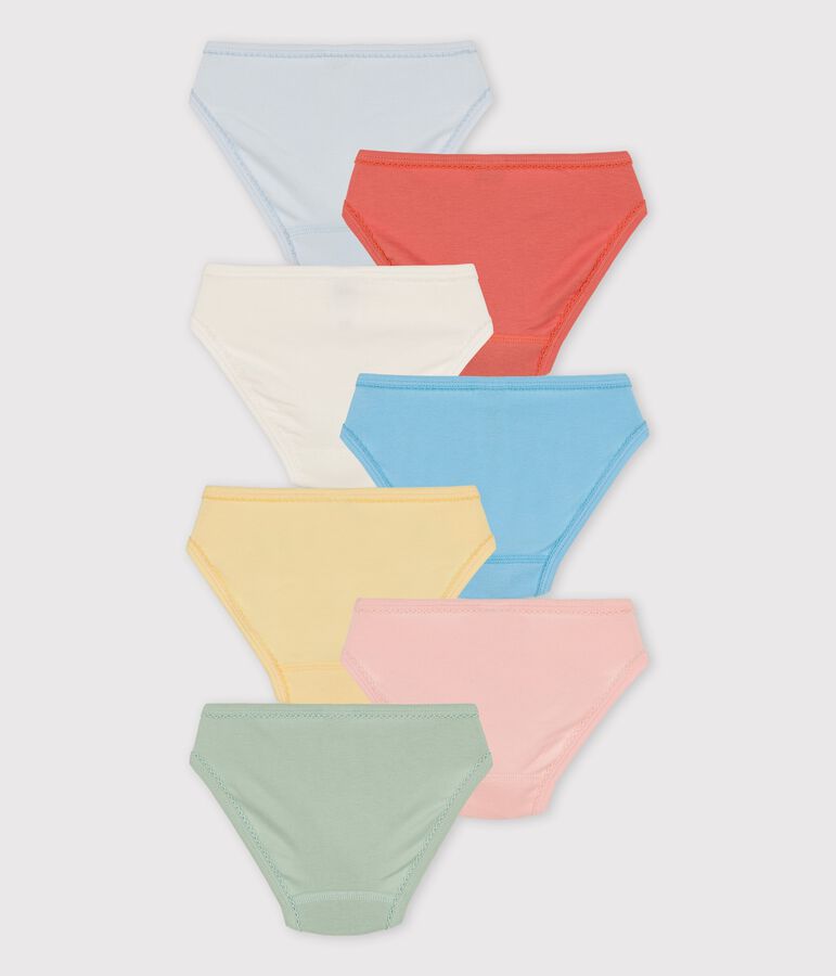 Lot de 7 culottes unies petite fille en coton biologique multicouleur