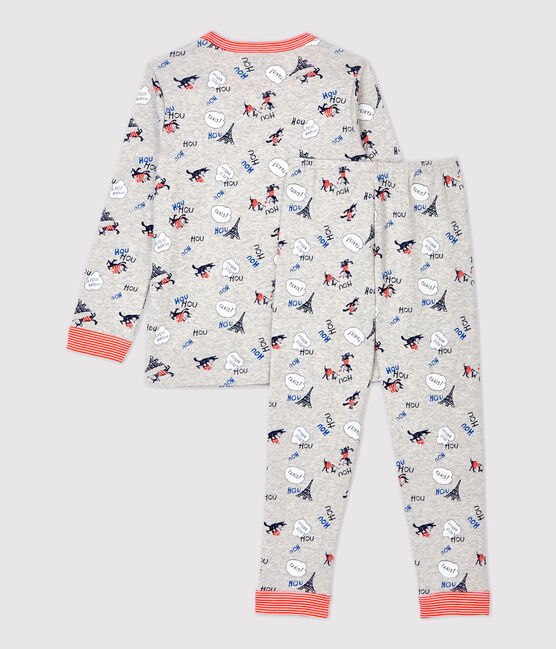 Pyjama imprimé Paris petit garçon en coton biologique gris BELUGA/blanc MULTICO