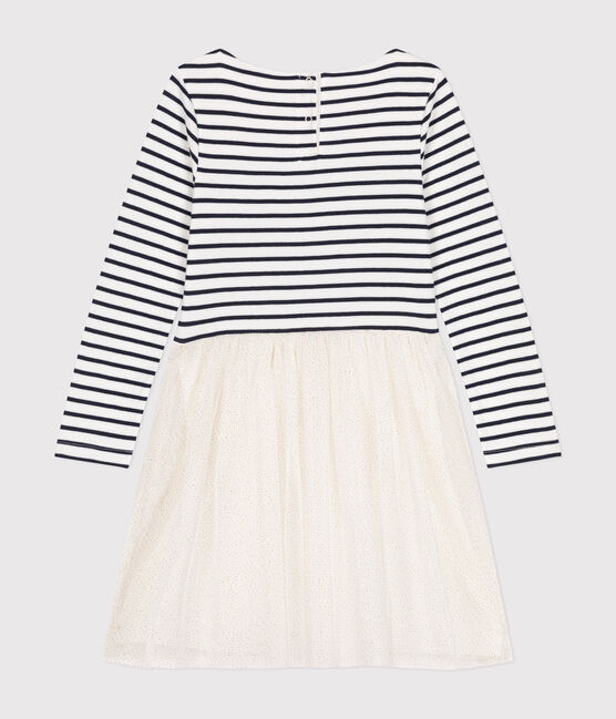 Robe en tubique et tulle enfant fille blanc MARSHMALLOW/blanc MULTICO