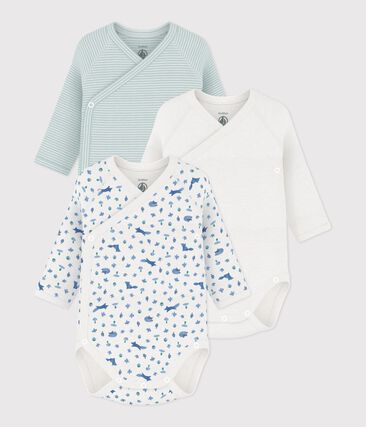Lot de bodies croisés manches longues en coton imprimé bébé