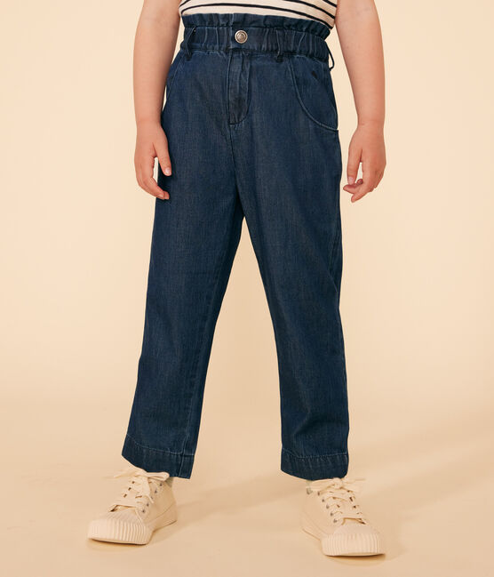 Pantalon droit en denim léger enfant fille bleu DENIM