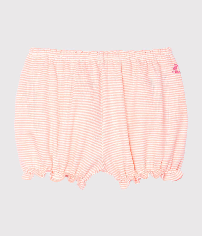 Culotte bloomer b&eacute;b&eacute; fille milleraies rose/blanc