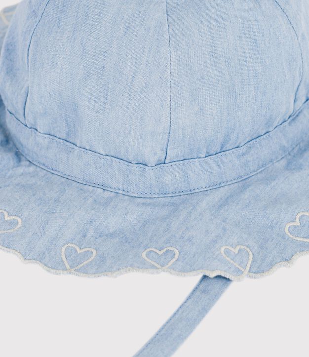 Capeline b&eacute;b&eacute; fille en chambray bleu